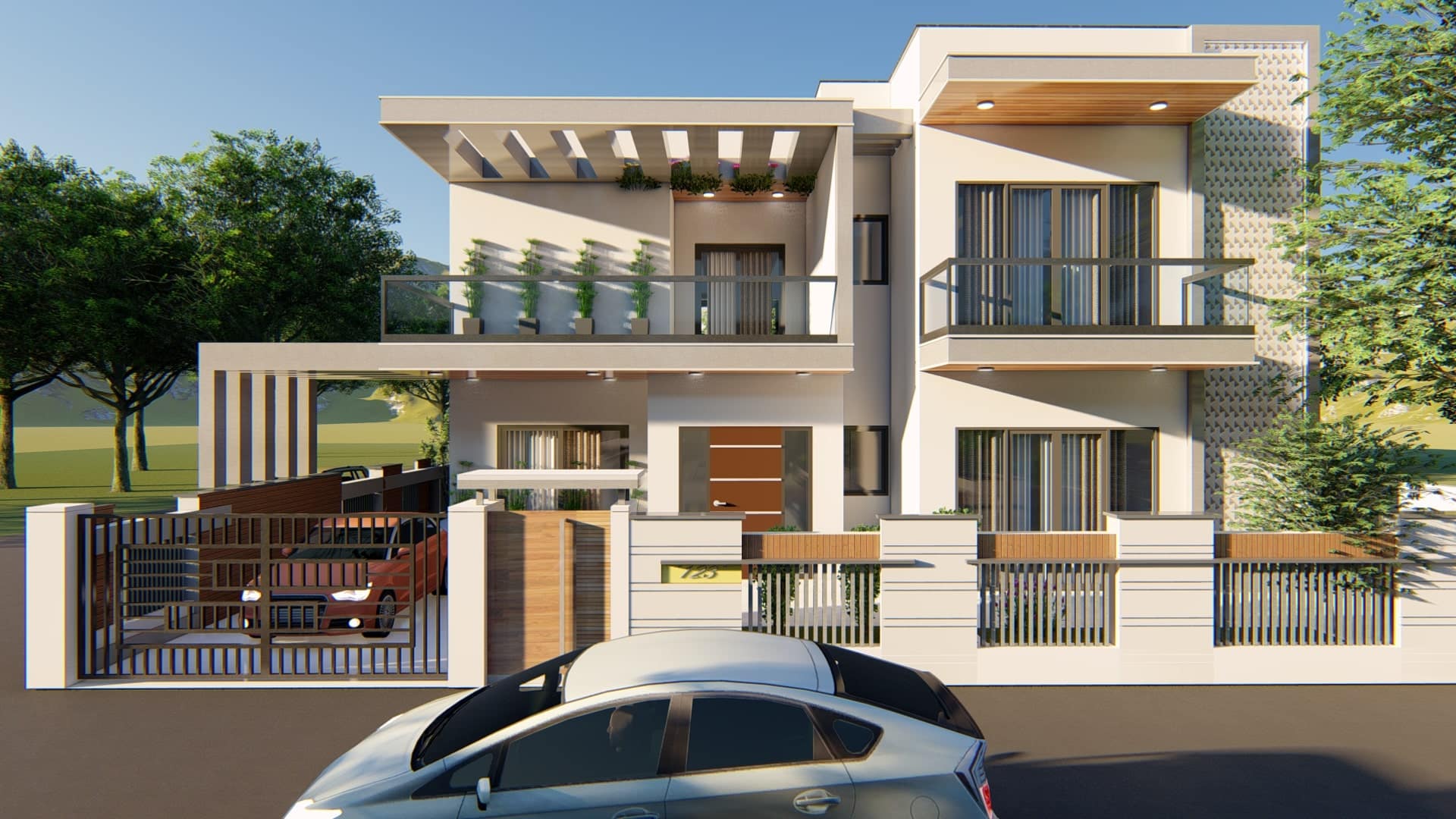 Contemporary villa elevation in Bopal