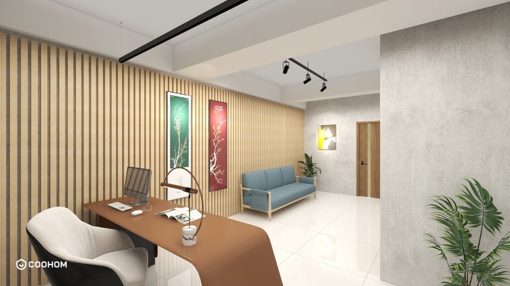Minimal corporate office interior in Thaltej